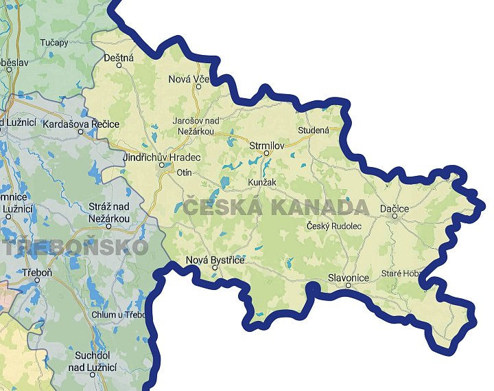 Mapa Česká Kanada